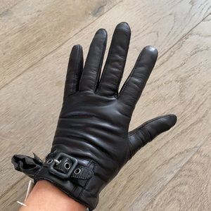 Brand new black leather gloves